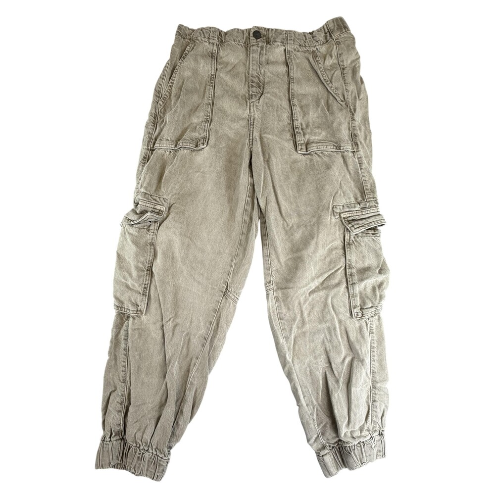 AllSaints Pants Womens 10 Beige Relaxed Cargo Jogger Elastic Cuff Pockets 30x26